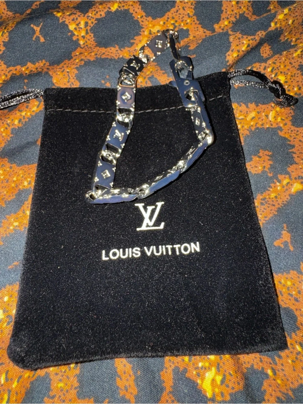 Louis Vuitton Silver Logo Chain Bracelet